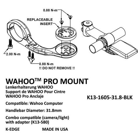 K-EDGE WAHOO PRO MOUNT - BLACK