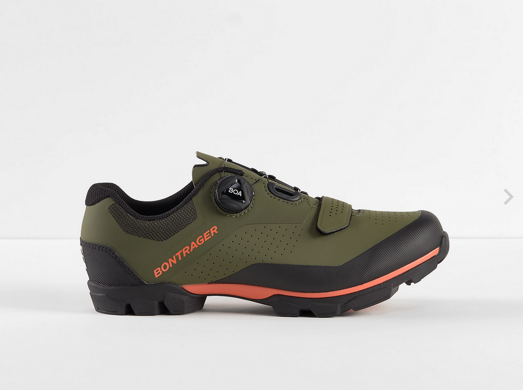 BONTRAGER FORAY MTB SHOE OLIVE GREY/RADIOACTIVE ORANGE – Bicycle